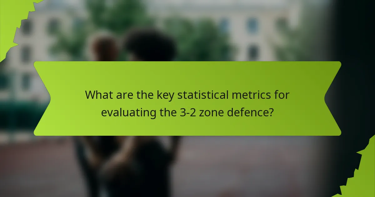 What are the key statistical metrics for evaluating the 3-2 zone defence?