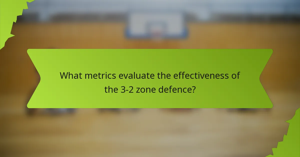 What metrics evaluate the effectiveness of the 3-2 zone defence?